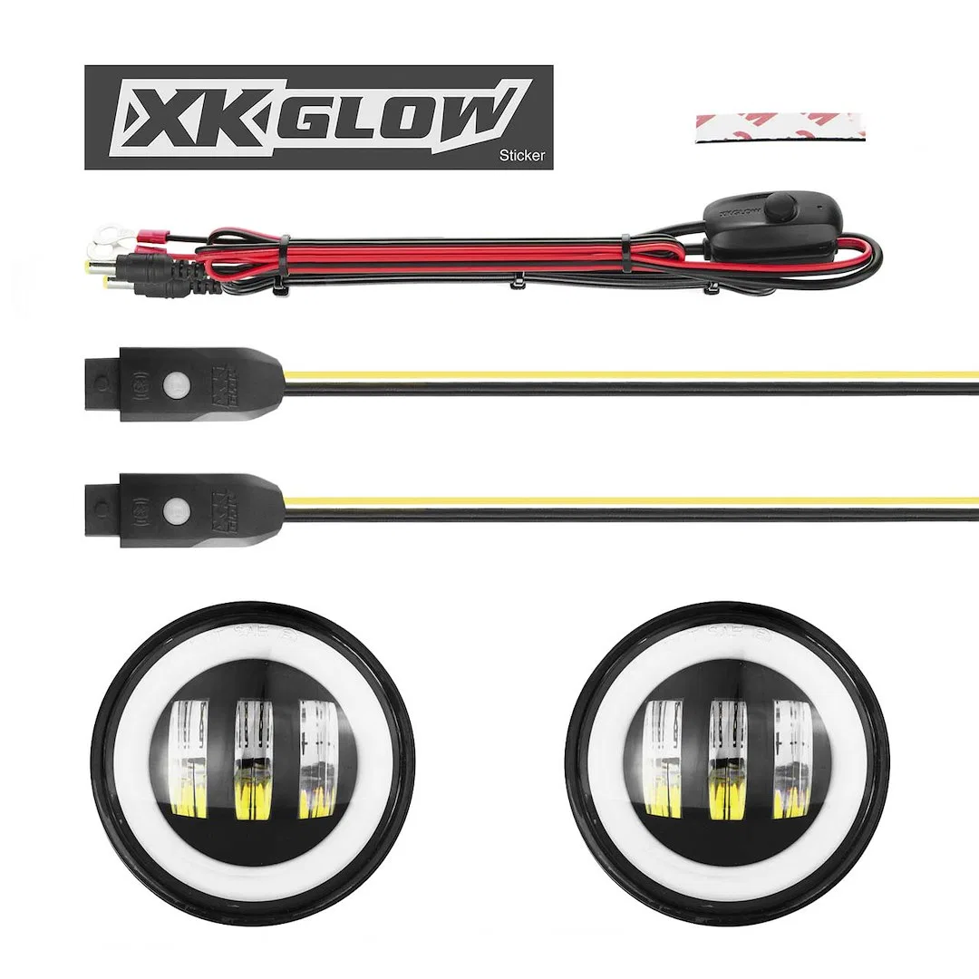 XK042010-B-JL – XK GLOW Driving/ Fog Light, LED Bulb 4 Inch Round 30 Watt Day Time Running Light/ 6 Watt RGB Halo Fog...